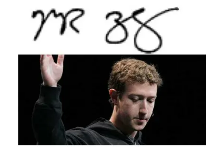 Tanda tangan Mark Zuckerberg.