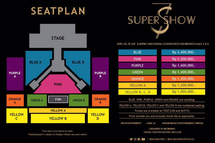 Seat plan konser Super Junior di Indonesia Convention Exhibition (ICE) BSD City, Tangerang, pada 15 Juni 2019.