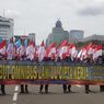 Kembali Demo Tolak Omnibus Law, Massa Buruh Mulai Padati Patung Arjuna Wiwaha