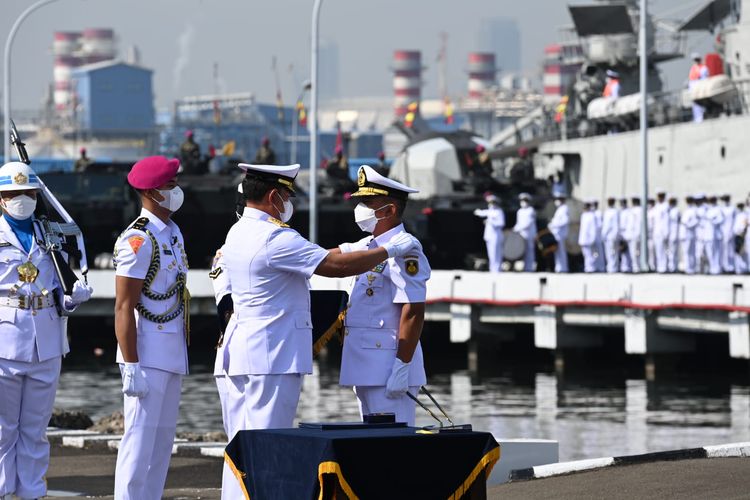 Kepala Staf Angkatan Laut (KSAL) Laksamana Yudo Margono meresmikan Koarmada RI di Dermaga Koarmada I, Jakarta Utara, Kamis (3/2/2022).