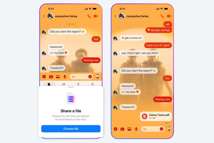 Aplikasi Messenger kini bisa digunakan untuk mengirim file hingga 100 MB.
