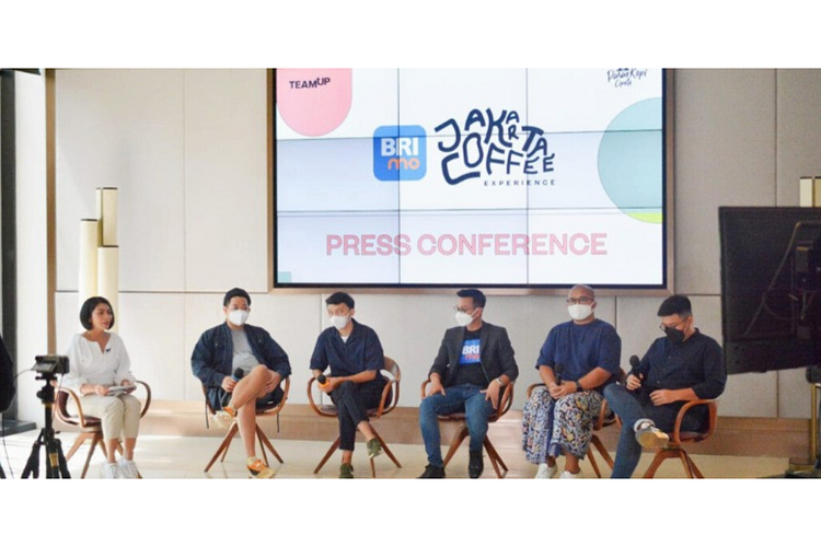 Konferensi pers BRImo Jakarta Coffee Experience (JEC) 2022 hasil kolaborasi Bank BRI bersama Pasar Kopi Cipete 
