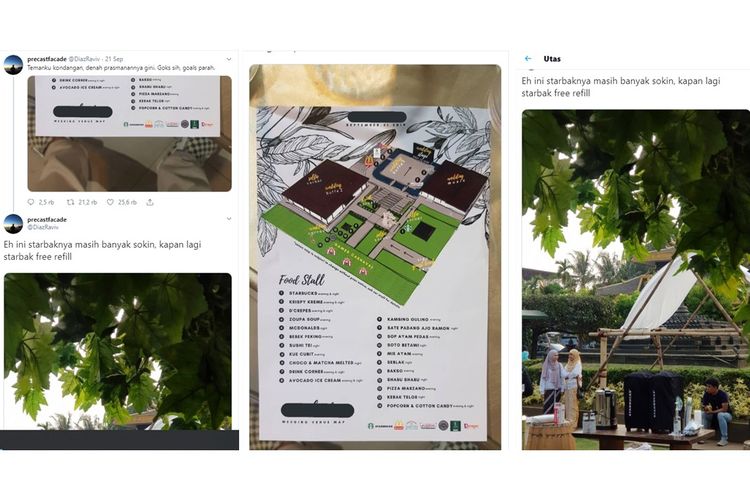 Tangkapan layar twit tentang konsep pernikahan viral. Selain itu, makanan dan minuman yang disajikan juga mendapatkan perhatian warganet.