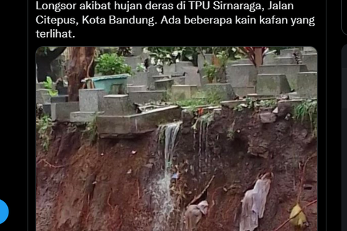 Penjelasan soal 25 Makam di TPU Sirnaraga Bandung yang Longsor dan Beberapa Kain Kafan Terlihat