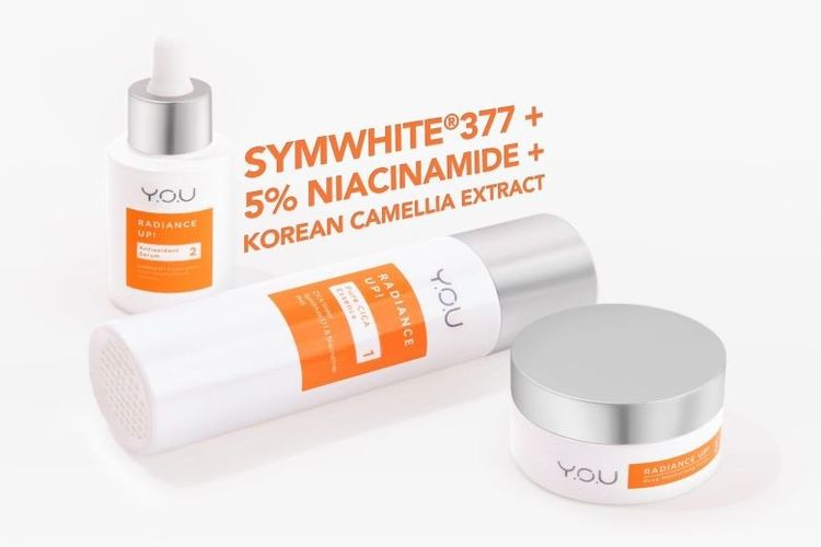 Y.O.U Radiance Up! hadir sebagai salah satu rangkaian produk skincare dengan kandungan bahan aktif SymWhite 377. 