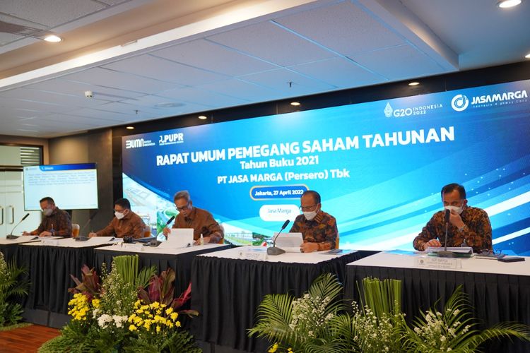 Rapat Umum Pemegang Saham Tahunan (RUPS) Tahun Buku 2021 PT Jasa Marga (Persero) Tbk, Rabu (27/4/2022).