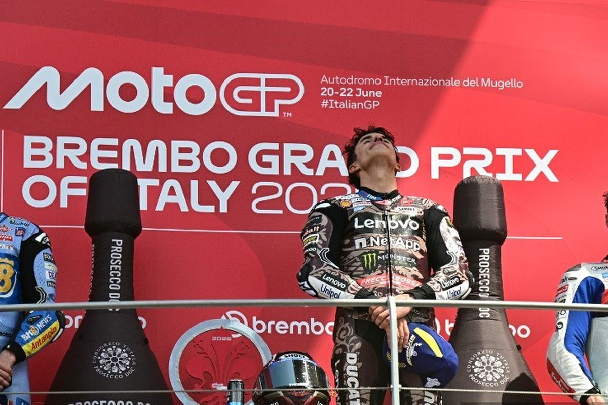 Marc Marquez (Ducati) membungkus akhir pekan MotoGP Italia 2025 dengan perolehan poin maksimal setelah menjadi yang tercepat di sprint race dan balapan utama.