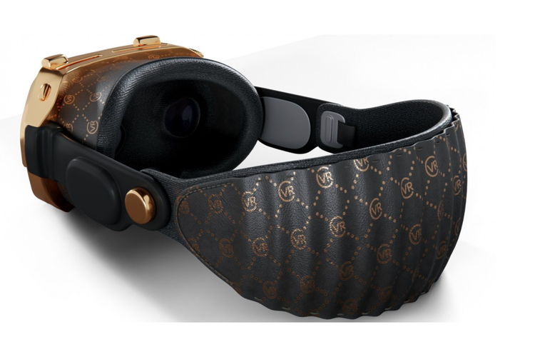 Ilustrasi tali pengait headset Apple Vision Pro Caviar Edition.