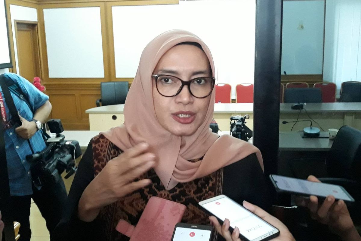 Komisioner KPU RI Evi Novida Ginting Manik di Kntor KPU, Jakarta Pusat, Selasa (18/2/2020).
