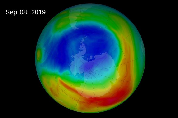 Gambar lubang ozon yang ditangkap oleh NASA pada tahun 2019