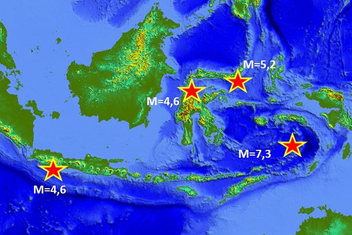 Peta gempa di Indonesia, Senin (24/06/2019)