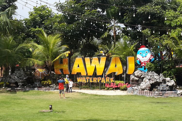 Suasana di Hawai Water Park Kota Malang, Sabtu (1/8/2020)
