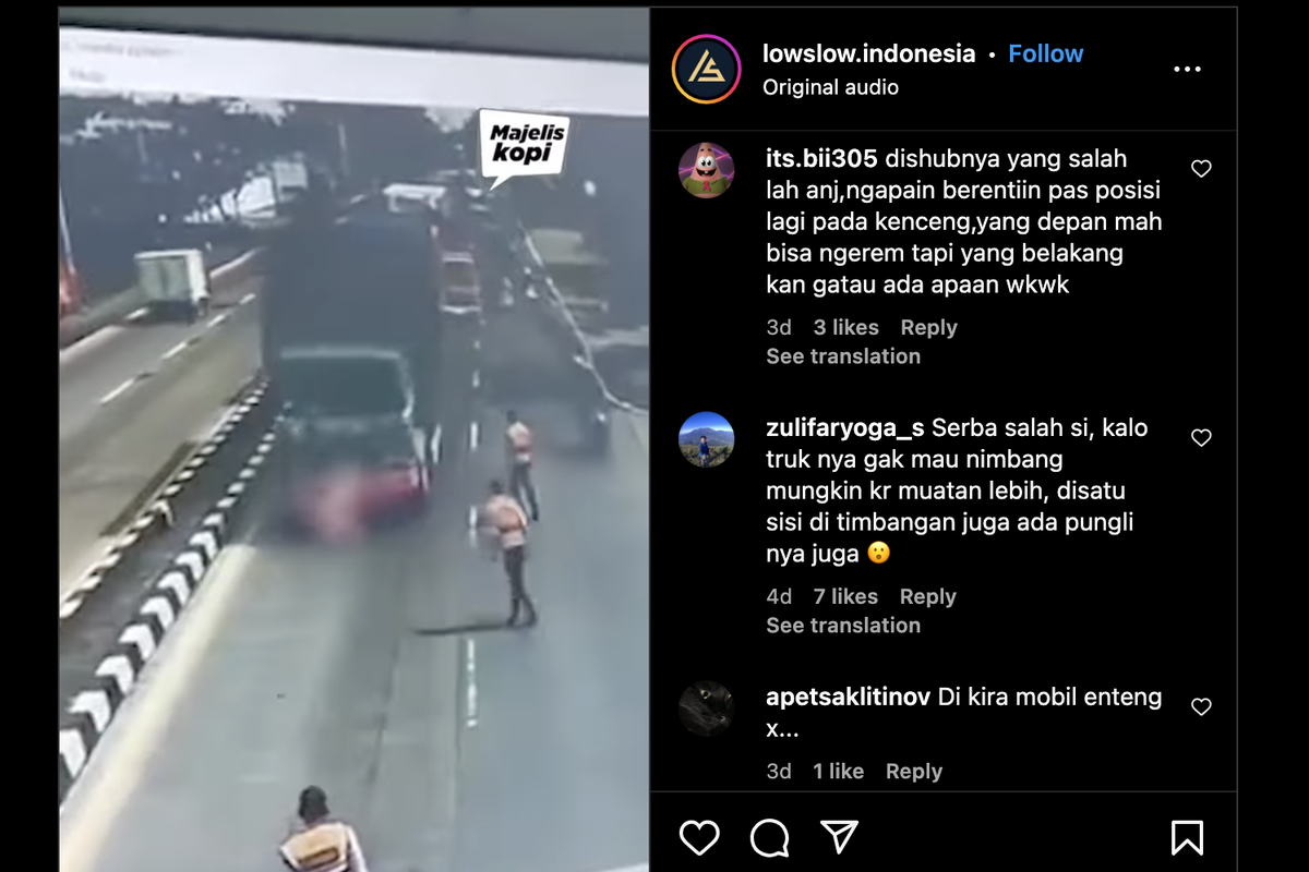 Video vira instagram, Petugas Dishub tertabrak truk sampai ngolong