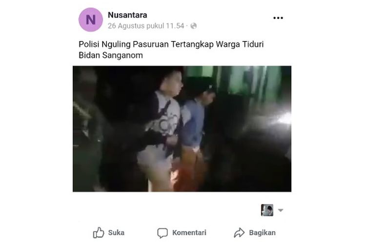 Viral video polisi diarak ke kantor desa di Pasuruan, karena berada di rumah bidan hingga pukul 01.00 WIB. 