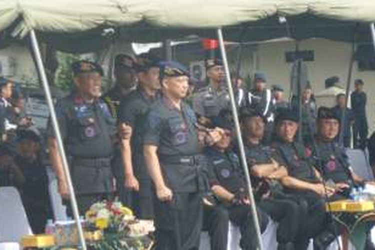 Kapolri Jenderal Pol Tito Karnavian memimpin apel pasukan Brimob Polri di Mako Brimob Kelapa Dua, Jakarta, Senin (31/10/2016).
