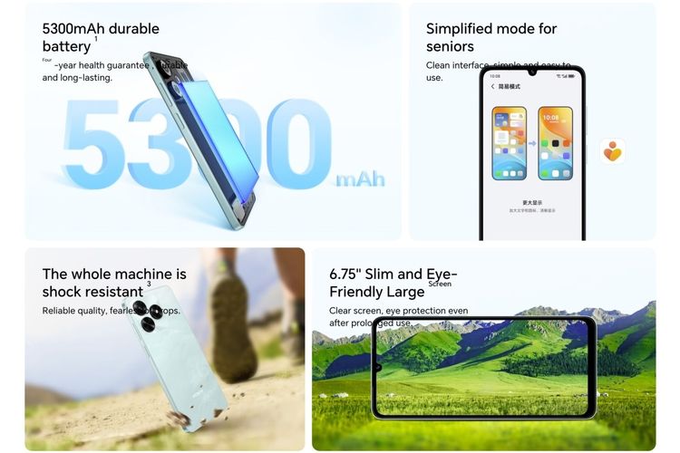 Fitur kunci Honor 70C di China.