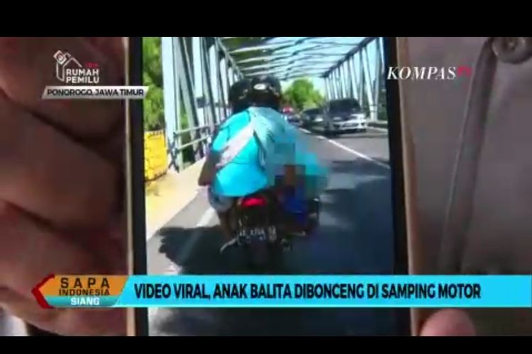 Viral! Anak Balita Dibonceng di Samping Motor 