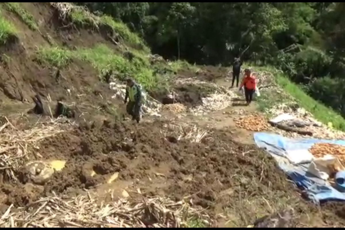 Kesulitan Sembako, 4 Hari Terjebak Longsor Warga Polewali Nekat Terabas Hutan dan Sungai Demi Beli Sembako ke Kota *** Local Caption *** Kesulitan Sembako, 4 Hari Terjebak Longsor Warga Polewali Nekat Terabas Hutan dan Sungai Demi Beli Sembako ke Kota