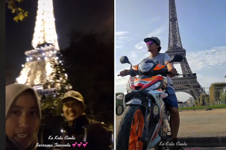 Tangkap layar Mohd Alfishahrin dan pasangannya yang membutuhkan waktu 4 bulan untuk sampai di Paris. 