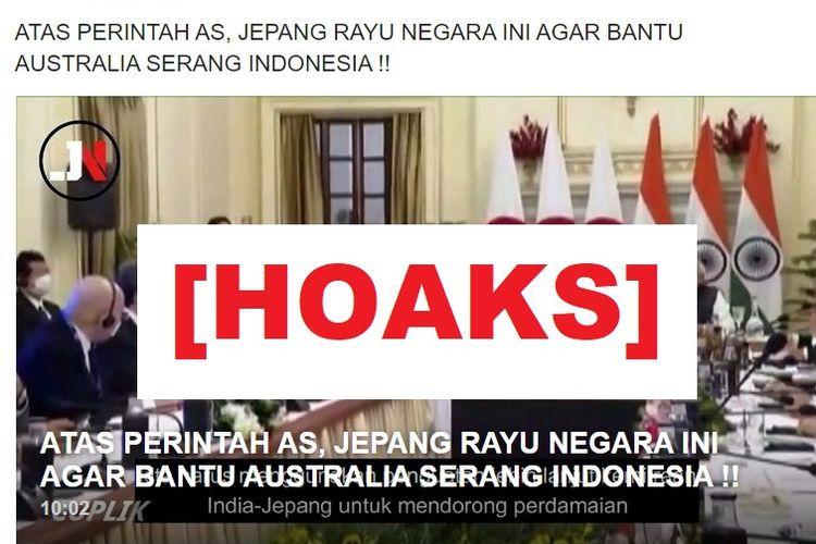 Hoaks, Jepang merayu India agar membantu Australia menyerang Indonesia