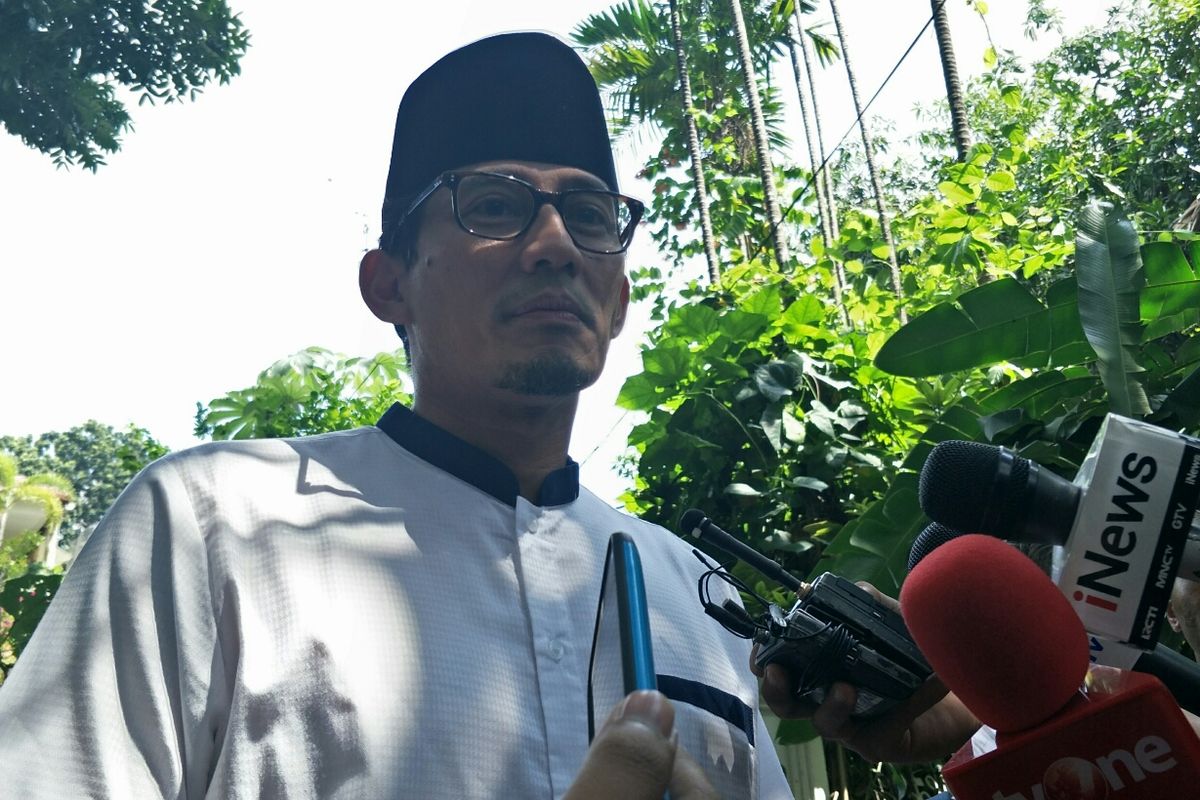 Calon Wakil presiden nomor 02, Sandiaga Uno di Masjid At-Taqwa, Jumat (24/5/2019)..