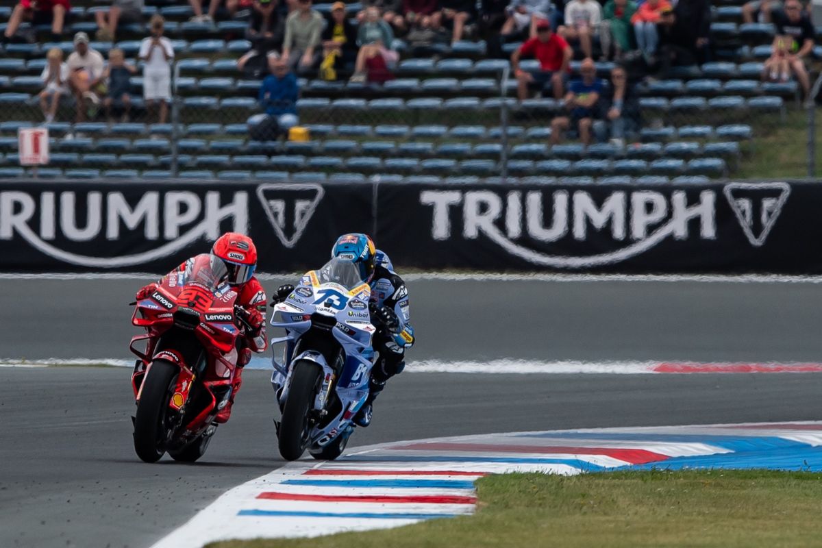 Alex Marquez saat berlaga pada MotoGP Belanda 2025