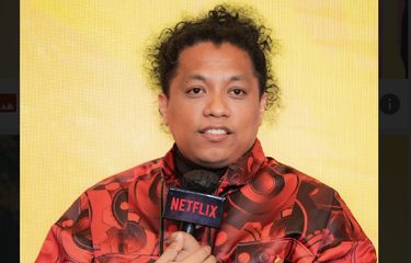 Arie Kriting dalam jumpa pers film The Big 4 di kawasan Kebayoran Baru, Jakarta Selatan, Kamis (15/12/2022).