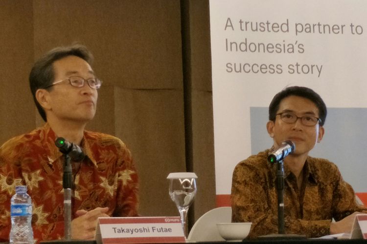 Konfrensi pers Bank of Tokyo Mitshubisi UFJ Ltd (MUFG) terkait proses akuisisi PT Bank Danamon Indonesia Tbk di Jakarta, Rabu (27/12/2017).