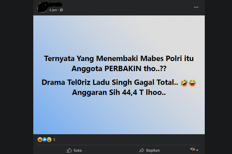 Tangkapan layar unggahan yang menyebutkan bahwa terduga teroris Zakiah Aini merupakan anggota Perbakin.