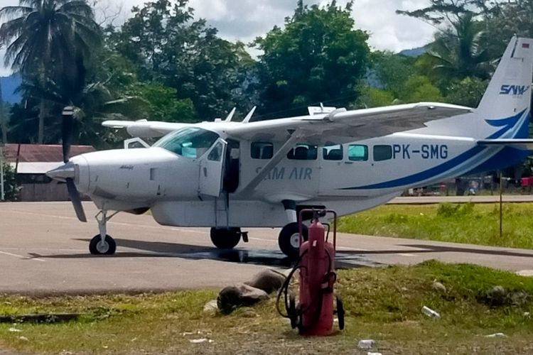 Pesawat yang ditembaki oleh KKB di Nduga, Papua, Selasa (7/6/2022).