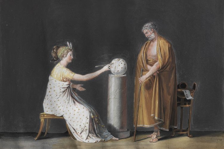 Urania bersama Thales, salah satu filsuf Yunani Kuno.