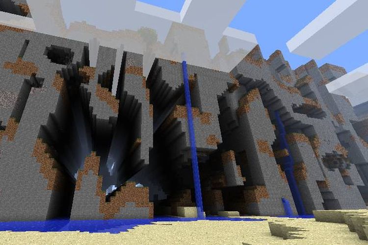 Ilustrasi Far Lands di Minecraft.