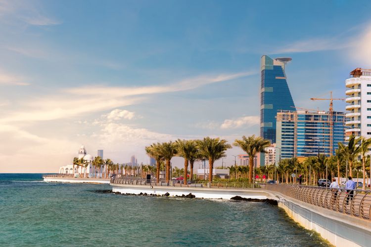 Lanskap pantai di Jeddah, Arab Saudi.