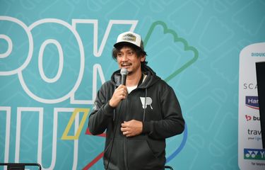 Vincent Rompies dalam acara sesi konferensi pers menjelang pertandingan bulu tangkis bertajuk Tepok Bulu 2022.