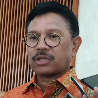 Sekretaris Jenderal Partai Nasdem Johnny G Plate di Kompleks Parlemen, Senayan, Jakarta, Senin (30/9/2019).