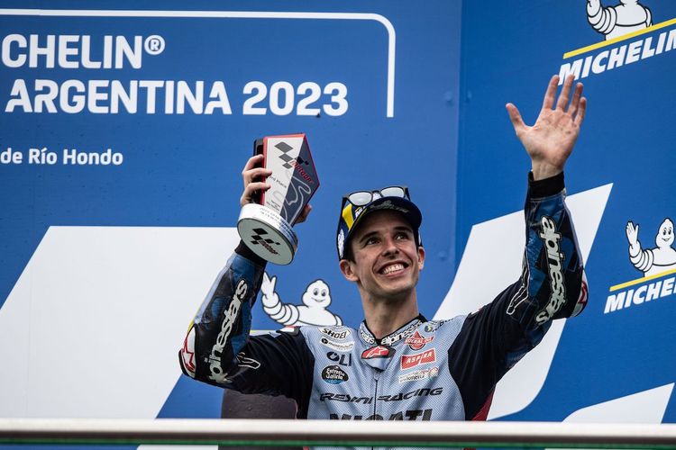 Alex Marquez saat berlaga pada MotoGP Argentina 2023 di Sirkuit Termas de Rio Hondo