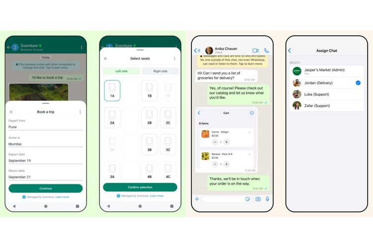 WhatsApp Business memiliki fitur baru Flows. Fitur ini memungkinkan pelaku bisnis menawarkan lebih banyak layanan seperti memilih kursi kereta dengan cepat, memesan makanan, atau membuat janji temu. Semua hal ini bisa dilakukan secara satset langsung dari ruang obrolan WhatsApp.