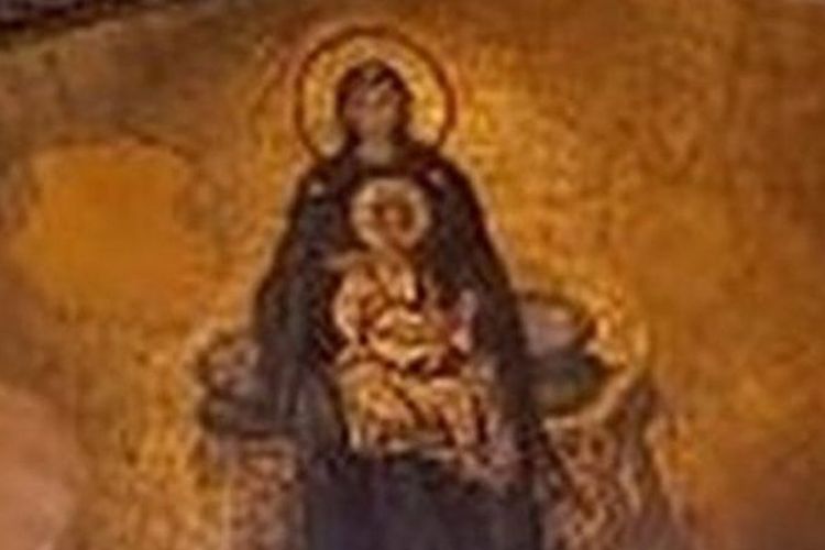 Mosaik Yesus dan Bunda Maria di Hagia Sophia.
