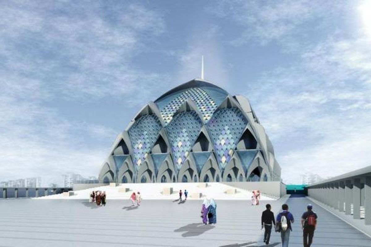 Desain masjid terapung yang akan dibangun di Gedebage, Bandung.