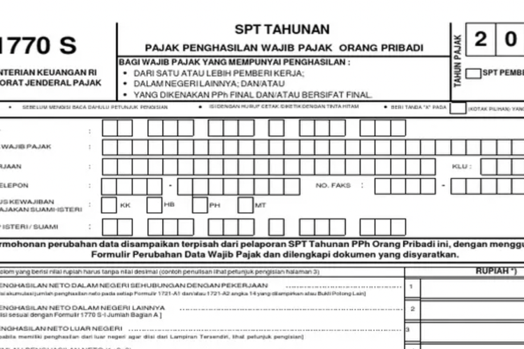 Ilustrasi formulir SPT.