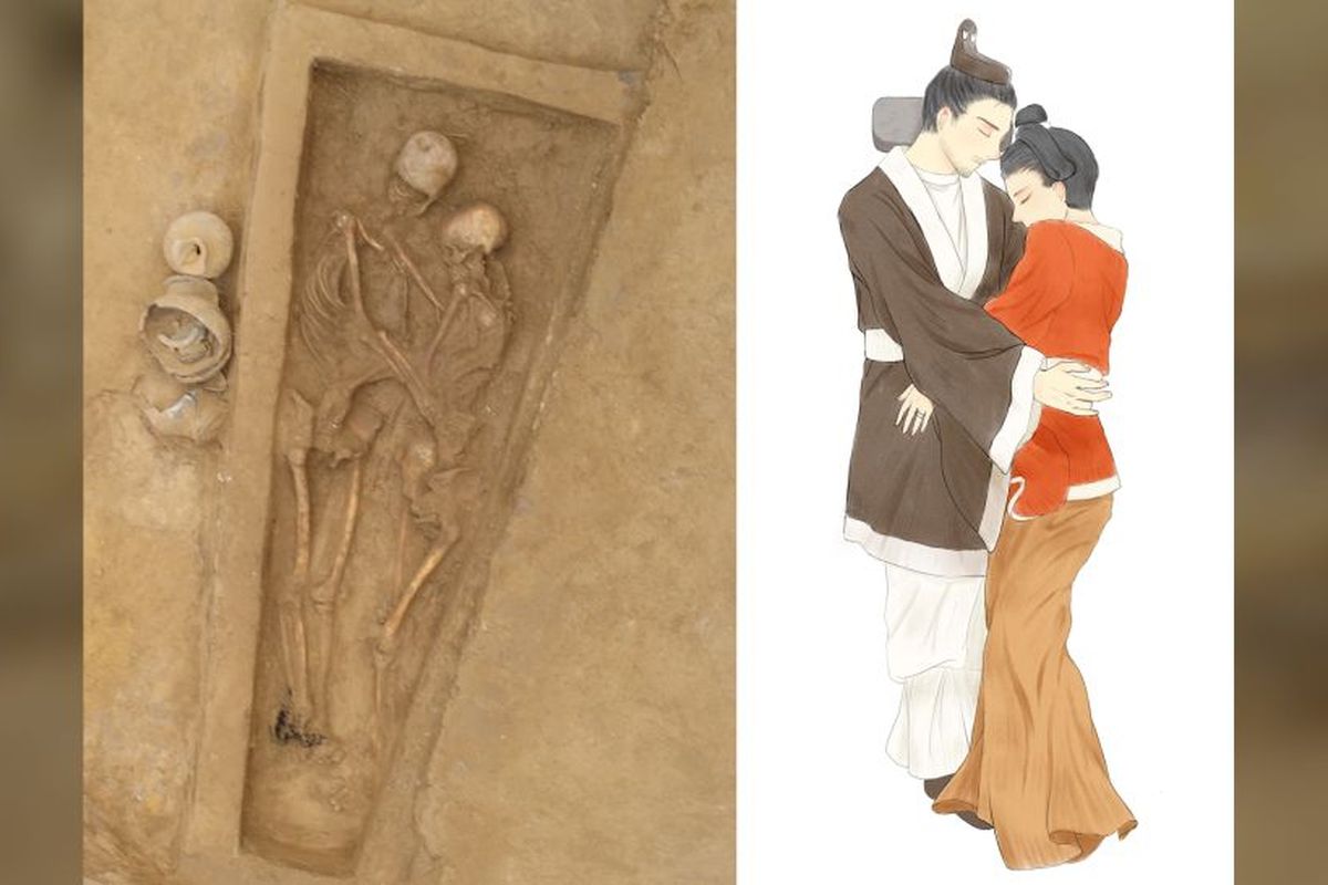 Kerangka sepasang kekasih ditemukan dalam satu liang di China utara. Kerangka tersebut diperkirakan berusia 1500 tahun.