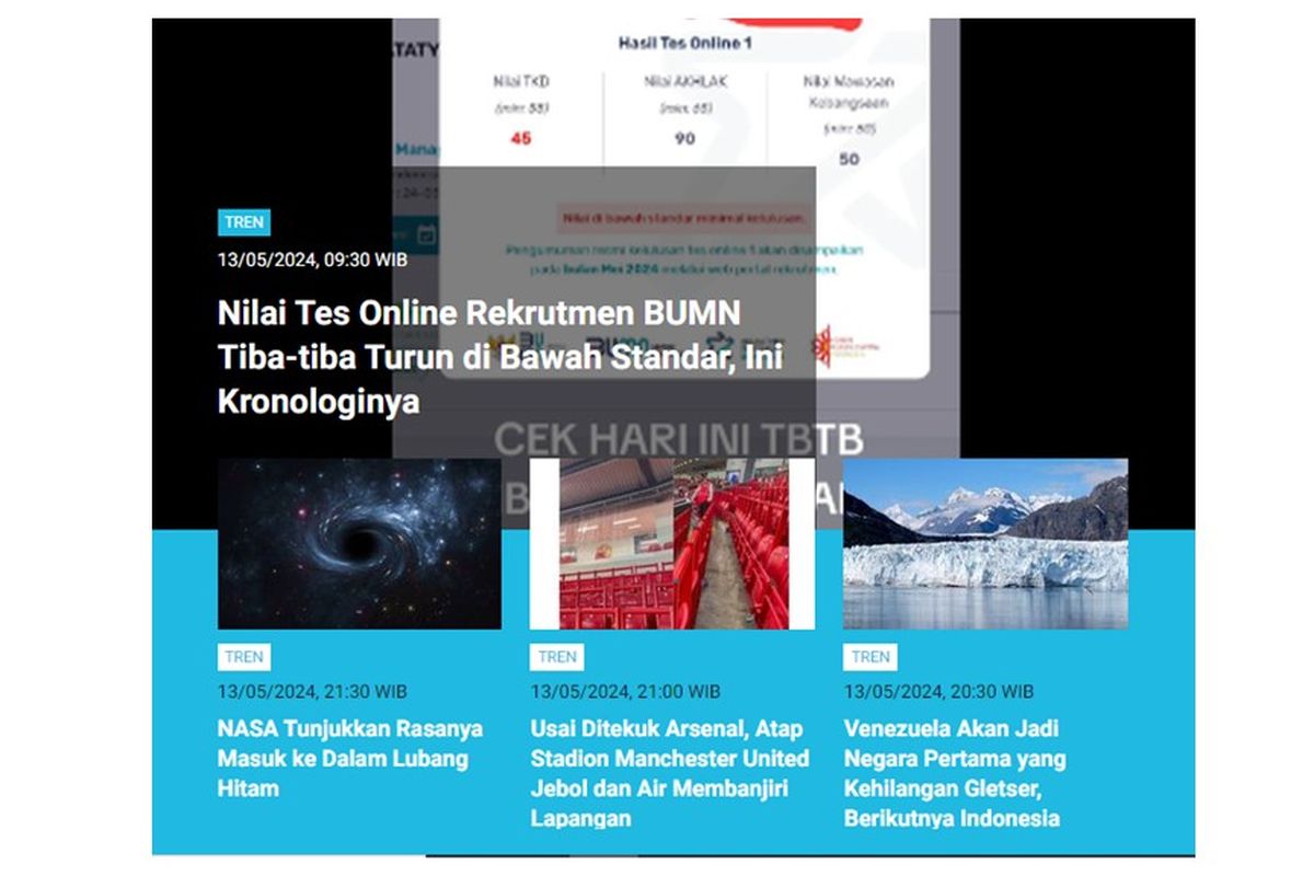 Artikel terpopuler kanal Tren, Senin (13/5/2024).