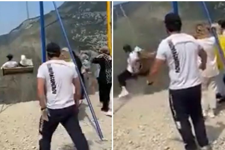 Tangkapan layar dari video yang beredar di Twitter memperlihatkan momen saat ayunan yang dinaiki dua wanita di Dagestan, Rusia, putus dan mereka jatuh dari ketinggian 1.920 meter. Ajaibnya, mereka selamat.