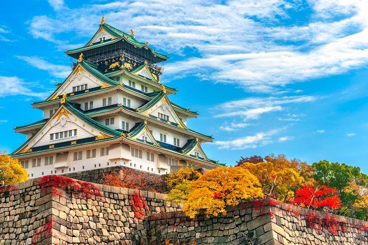 Ilustrasi Jepang - Osaka Castle.