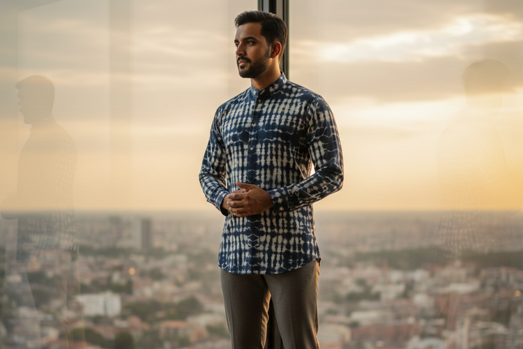 Baju koko pria motif shibori