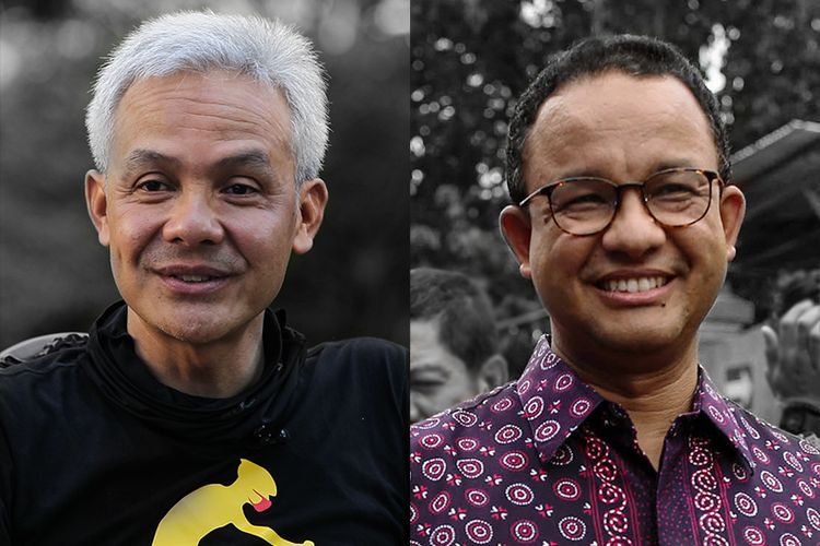 Kolase foto Ganjar Pranowo dan Anies Baswedan