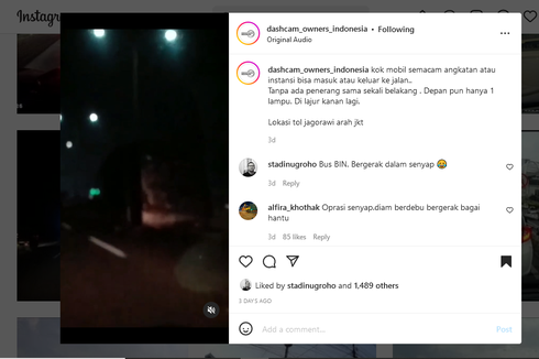 Video Bus Berjalan Tanpa Lampu Malam, Membahayakan Orang Lain