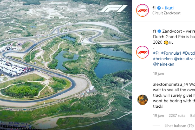 Sirkuit Zandvoort, Belanda yang akan jadi tuan rumah Formula 1 tahun 2020 mendatang.