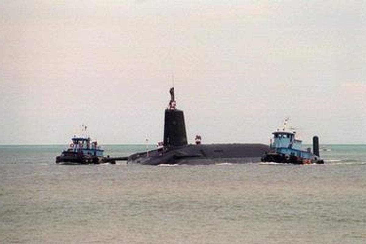 Kapal selam pembawa senjata nuklir HMS Vanguard milik AL Inggris. 