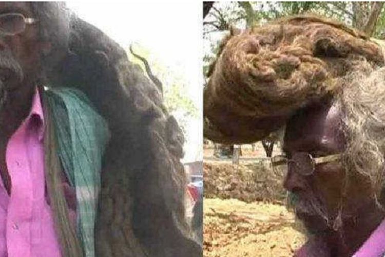 Sakal Dev Tuddu. Pria asal Bihar, India, yang memutuskan tidak potong rambut dan keramas selama 40 tahun terakhir.